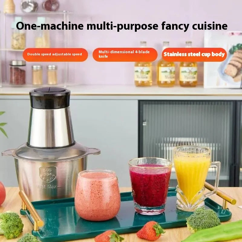 5L Meat Grinder Electric Stainless Steel Automatic Large Capacity High-Power Cutting Household Food Processor Chopper