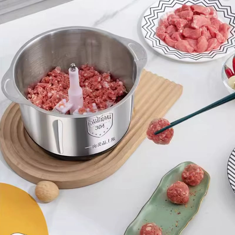 5L Meat Grinder Electric Stainless Steel Automatic Large Capacity High-Power Cutting Household Food Processor Chopper