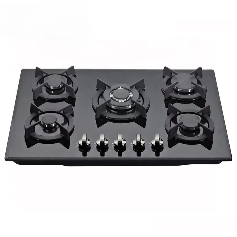 5 Burner Built in Gas Hob Glass Top Cooking Gas Cooktop with FFD Euro Gas Stove for Kitchen