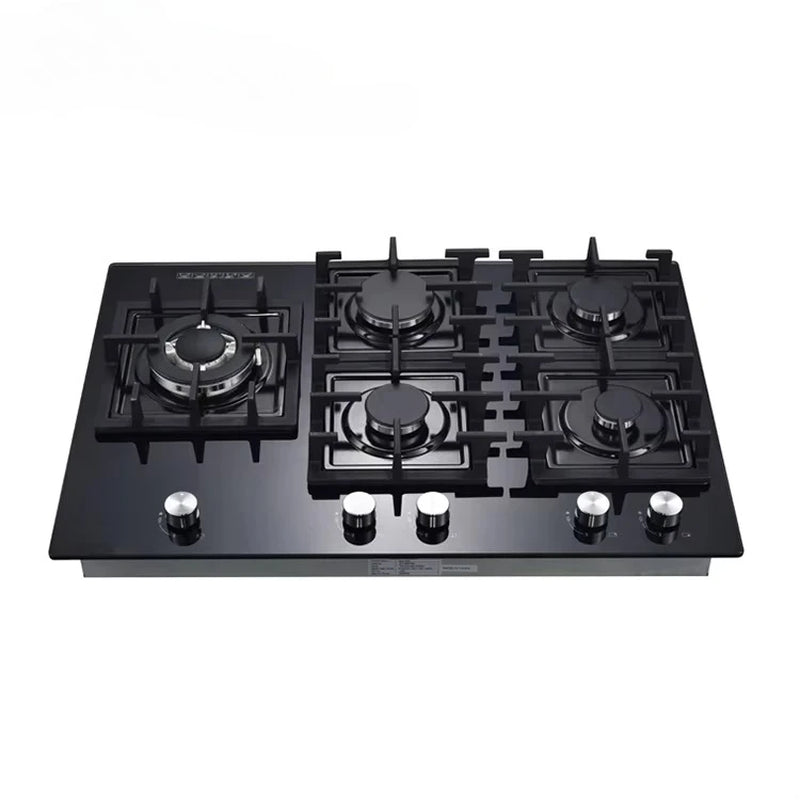 5 Burner Built in Gas Hob Glass Top Cooking Gas Cooktop with FFD Euro Gas Stove for Kitchen