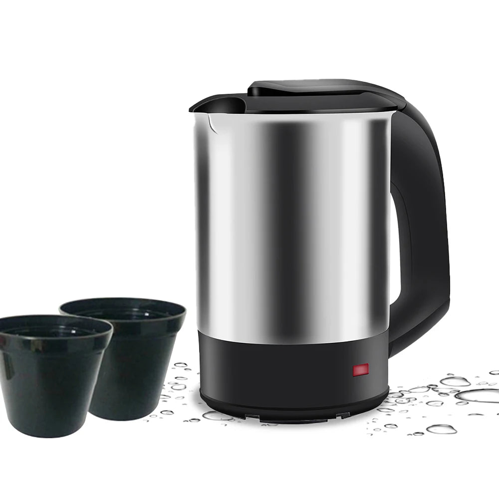 Mini Electric Kettle Tea Coffee Stainless Steel 1000W Portable Travel Water Boiler Pot 0.5L for Hotel Family Trip