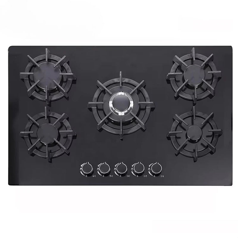 5 Burner Built in Gas Hob Glass Top Cooking Gas Cooktop with FFD Euro Gas Stove for Kitchen