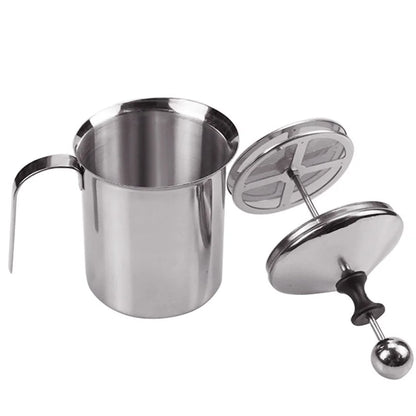 Milk Frothers Stainless Double Mesh Milk Creamer Milk Foam for Coffee Milk Egg Beater Kitchen Tool Coffee Mixer Frother 400ML