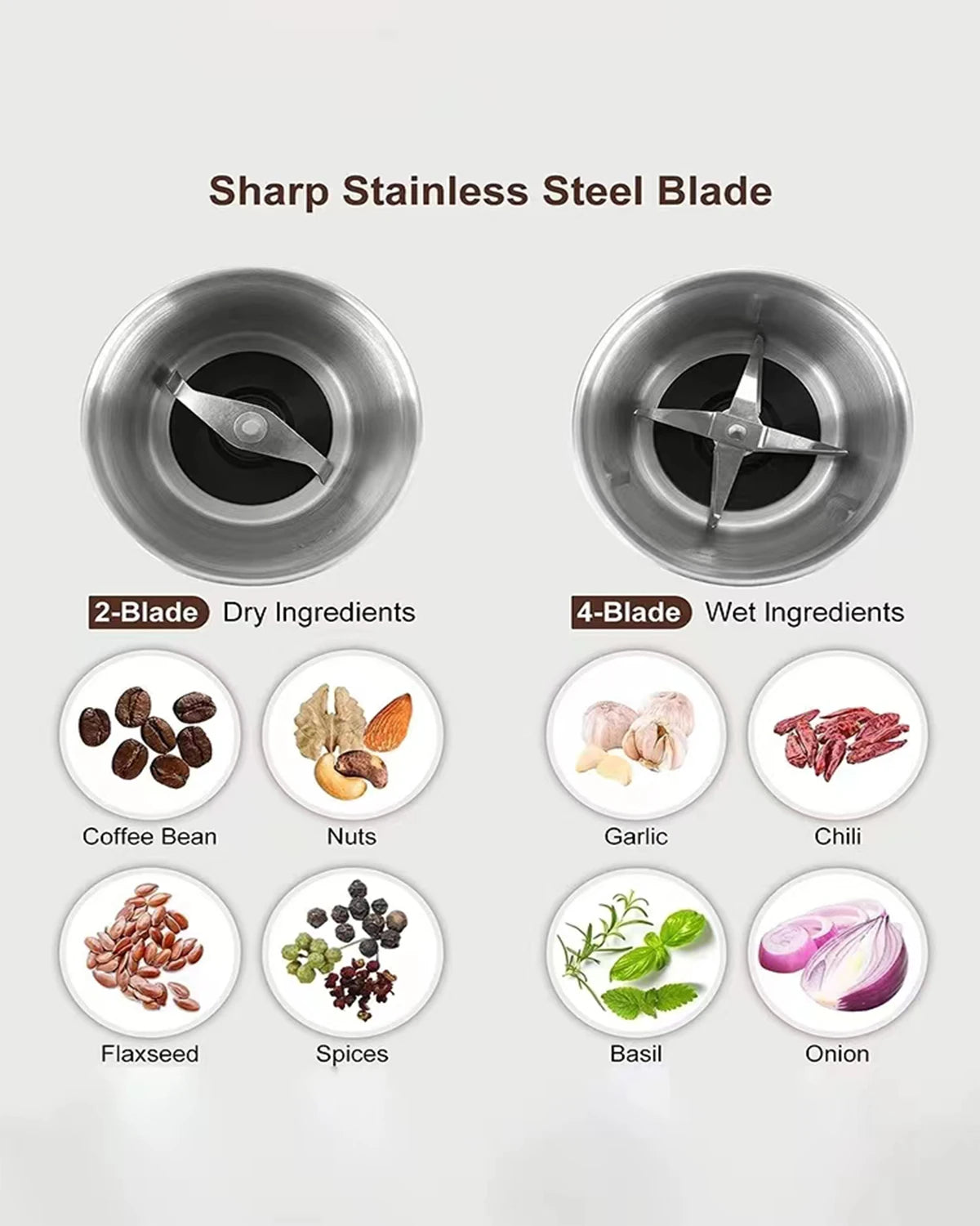 200W Grade High-Power Coffee Grinder Detachable for Cleaning Household Multifunctional Appliances and Kitchenware 220V/110V